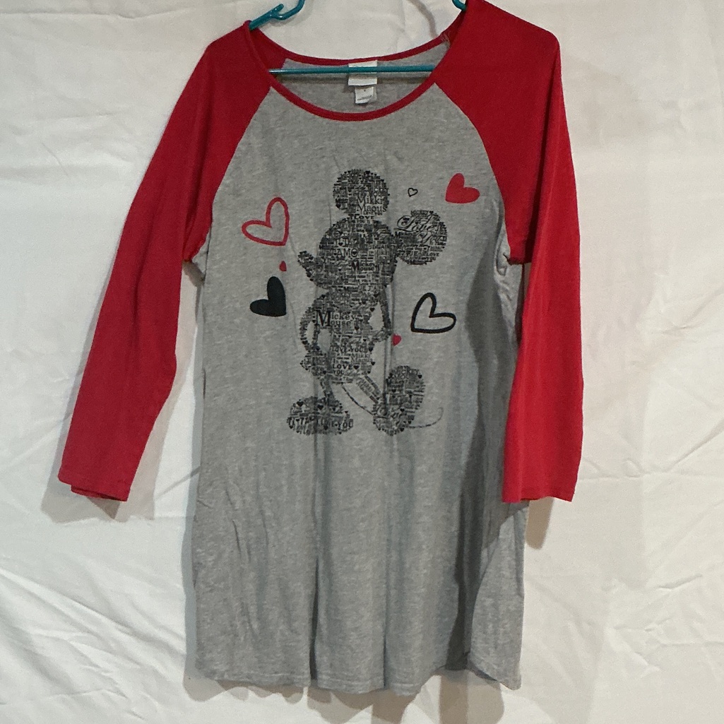 Disney Women's Long Sleeve Tee - Red And Gray
